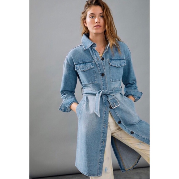 NWT ANTHROPOLOGIE BLAINE DENIM TRENCH COAT - Picture 7 of 9